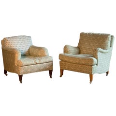 Retro Howard & Sons Bridgewater & Amazone Armchairs Pair of by Lenygon & Morant