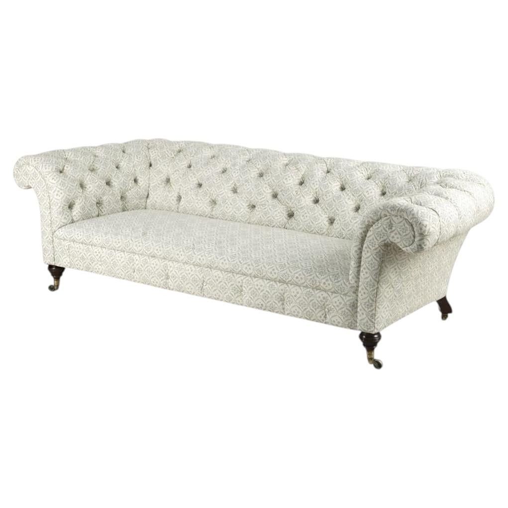 Howard & Sons Chesterfield Sofa Newly Upholstered In Howard & Sons Fabric 1880s