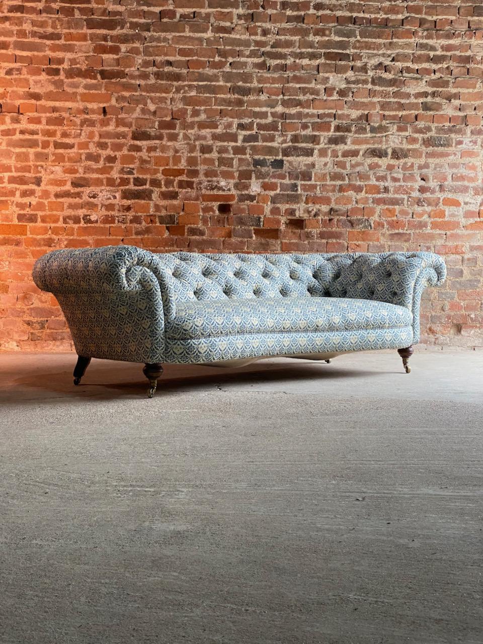 Howard and Sons Chesterfield sofa, 19th century, circa 1850

Magnificent large and imposing 19th century Howard and Sons Country House Chesterfield button backed three-seat sofa England circa 1850, serpentine fronted with exceptional size and