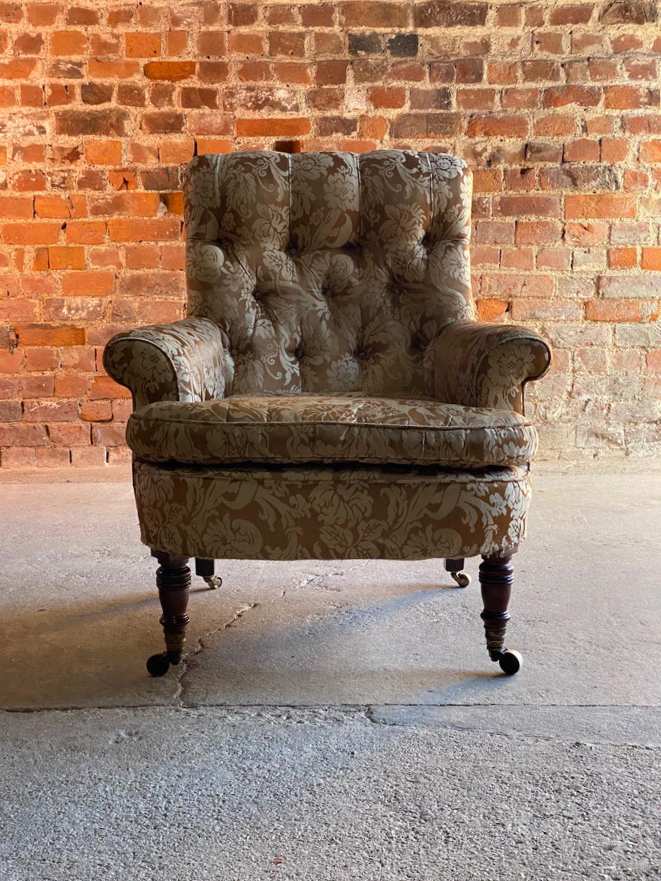 Walnut Howard & Sons ‘Easy’ Armchair, 19th Century England, Circa 1860