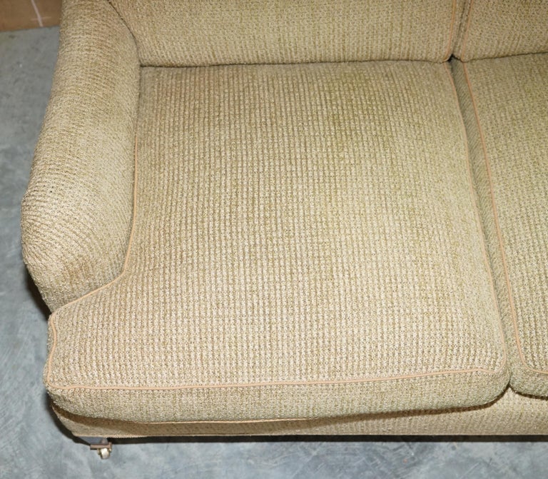 20th Century Howard & Sons Fully Stamped Sofa Feather Filled Feather Cushions Howard Chairs For Sale