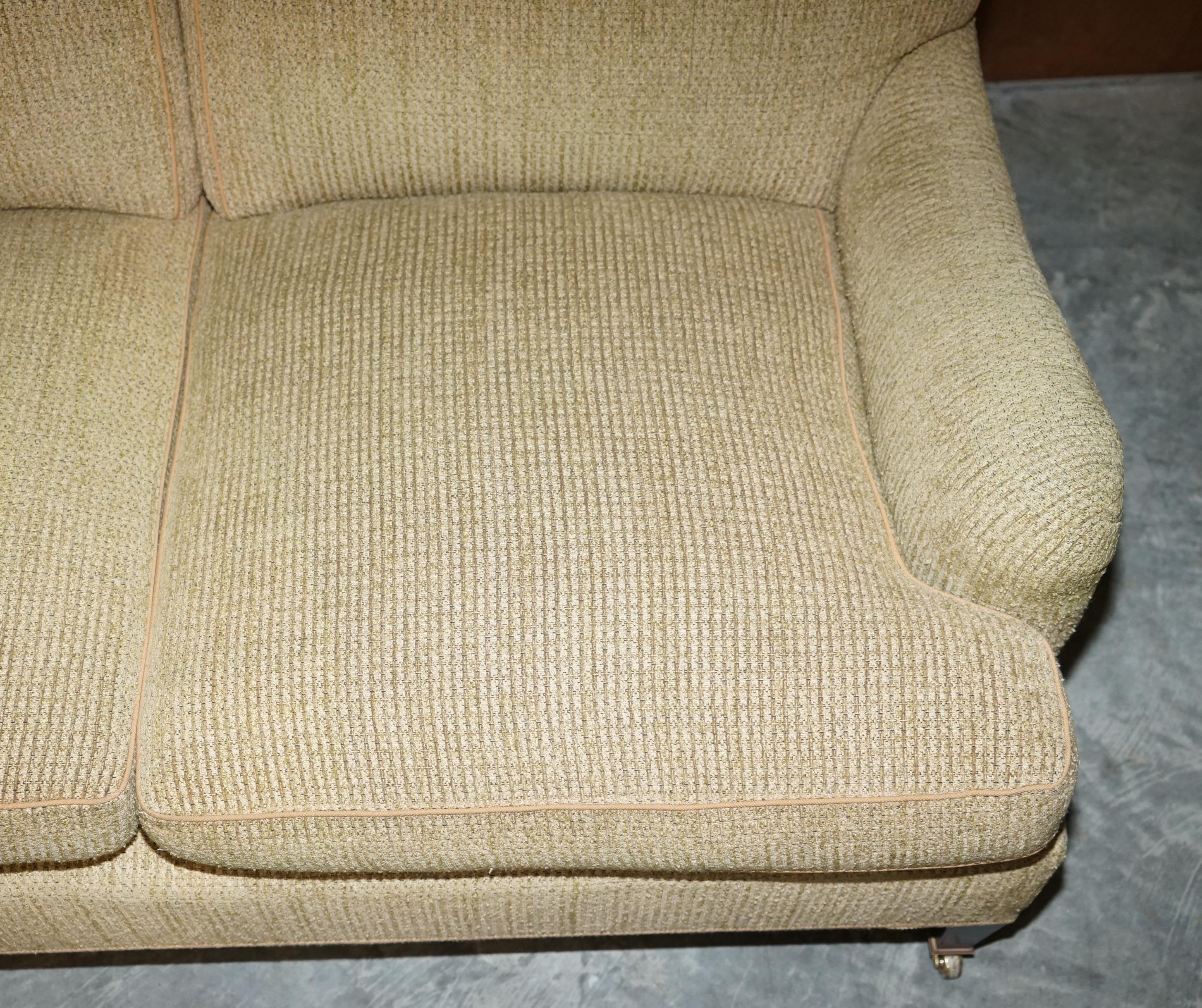 20th Century Howard & Sons Fully Stamped Sofa Feather Filled Feather Cushions Howard Chairs