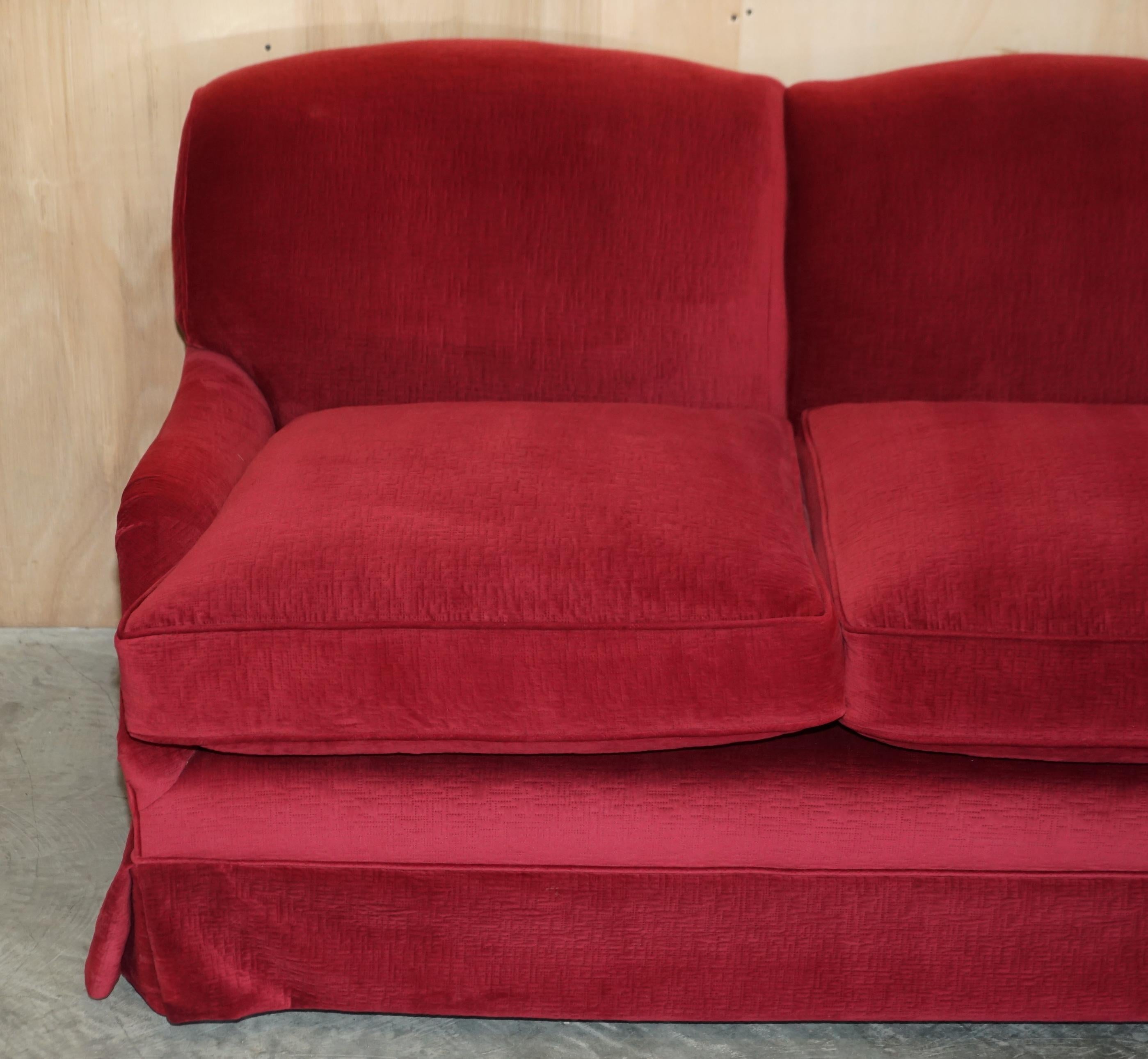 HOWARD & SON'S GRAFTON FOUR SEAT SOFA & PAiR OF ARMCHAIRS SUITE VELVET FABRIC 5