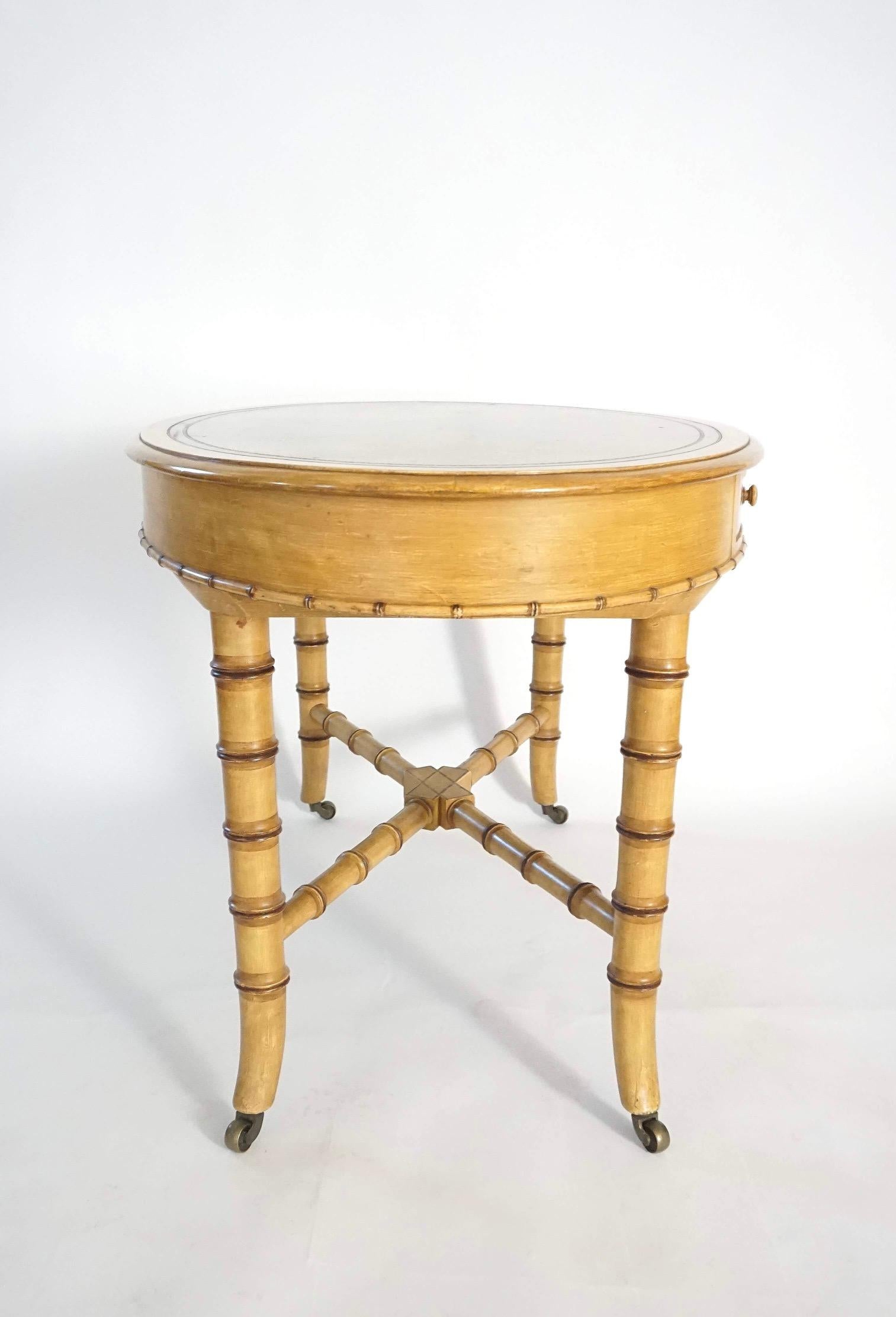 Aesthetic Movement Howard & Sons London Leather Topped Faux Bamboo Writing Table, circa 1875 For Sale