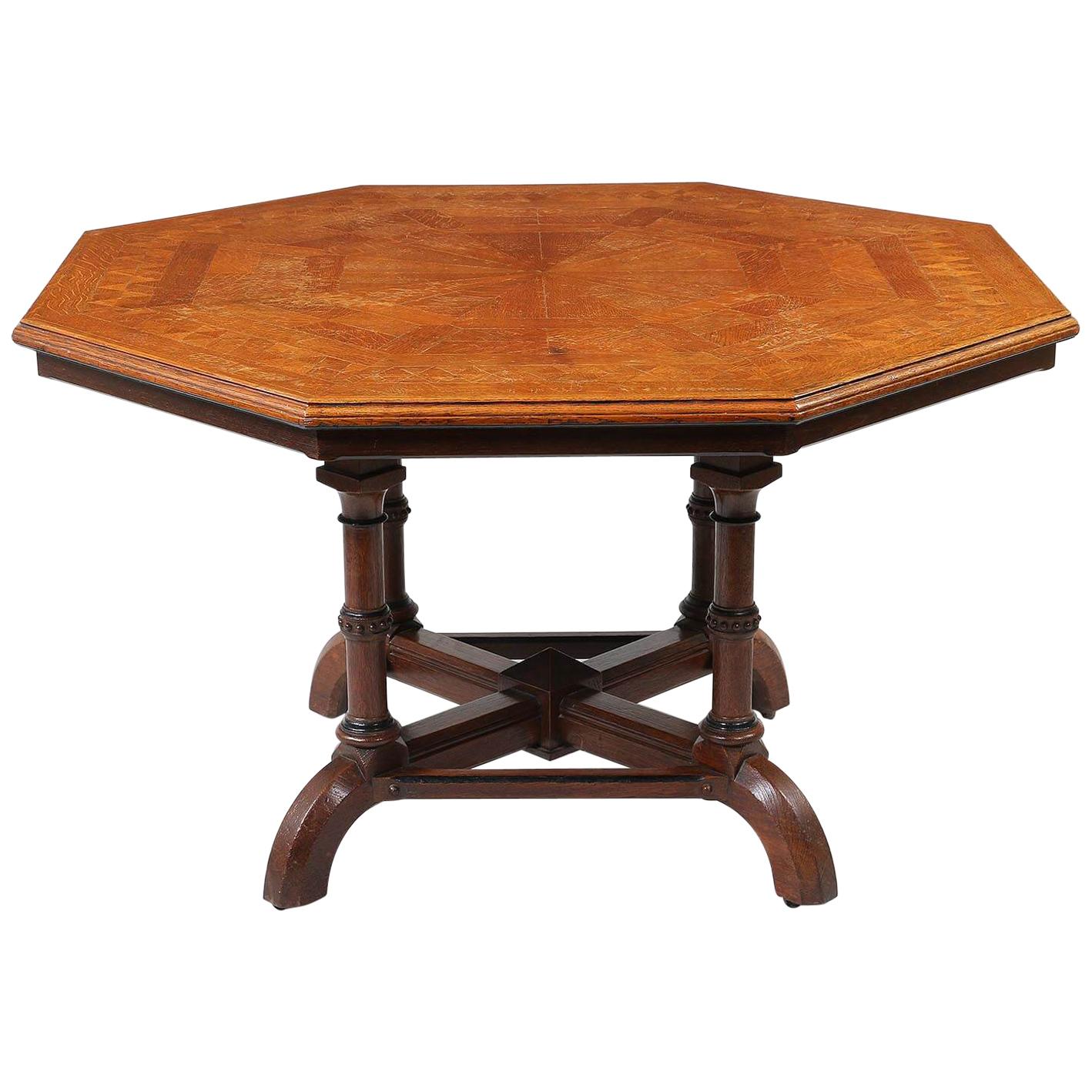 Howard & Sons Octagonal Oak Parquetry Top Centre Table, London, circa 1880