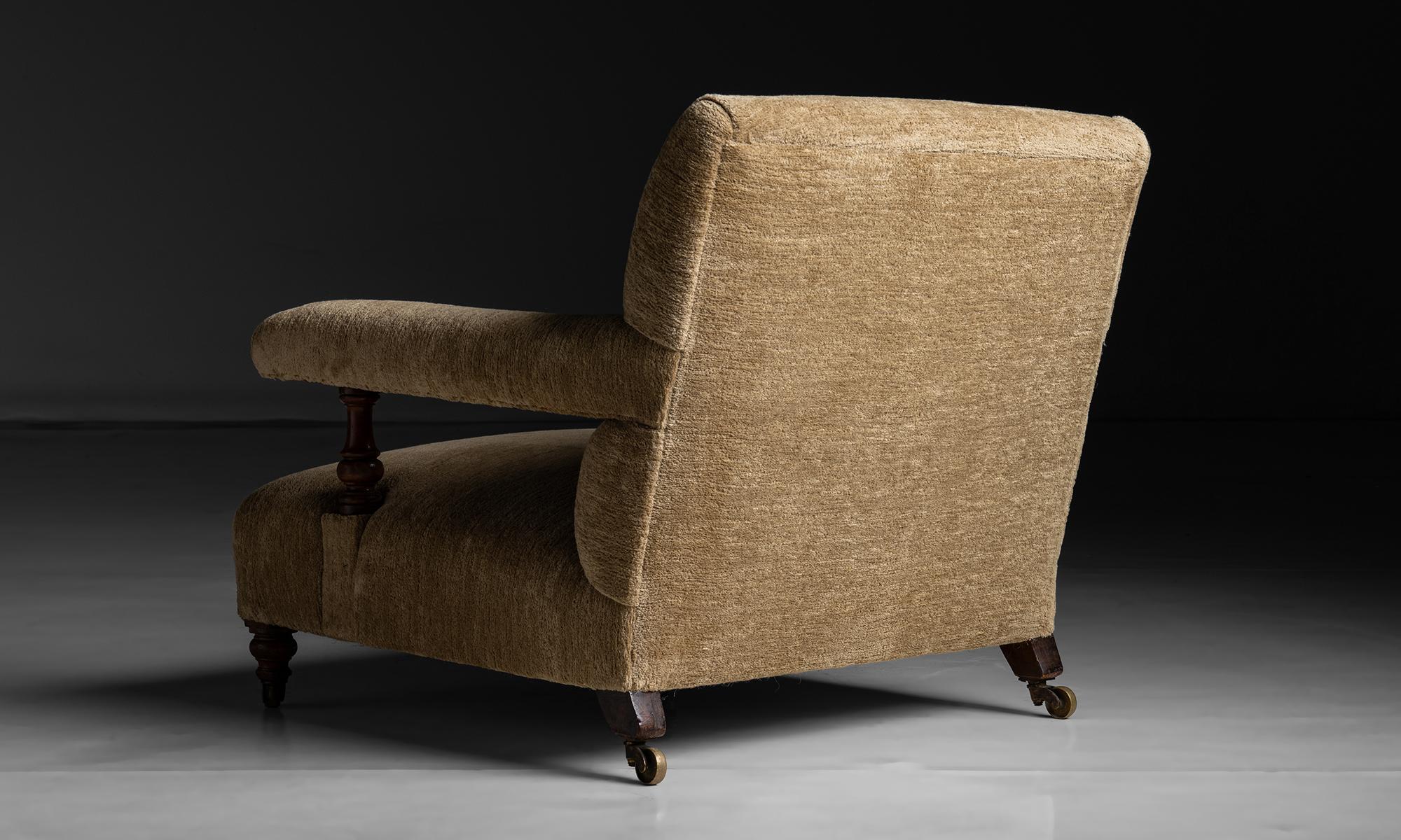 Howard & Sons Open Armchair in Chenille by Pierre Frey, England circa 1850 In Good Condition In Culver City, CA