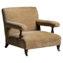 Fauteuil ouvert Howard and Sons en chenille par Pierre Frey, Angleterre vers 1850