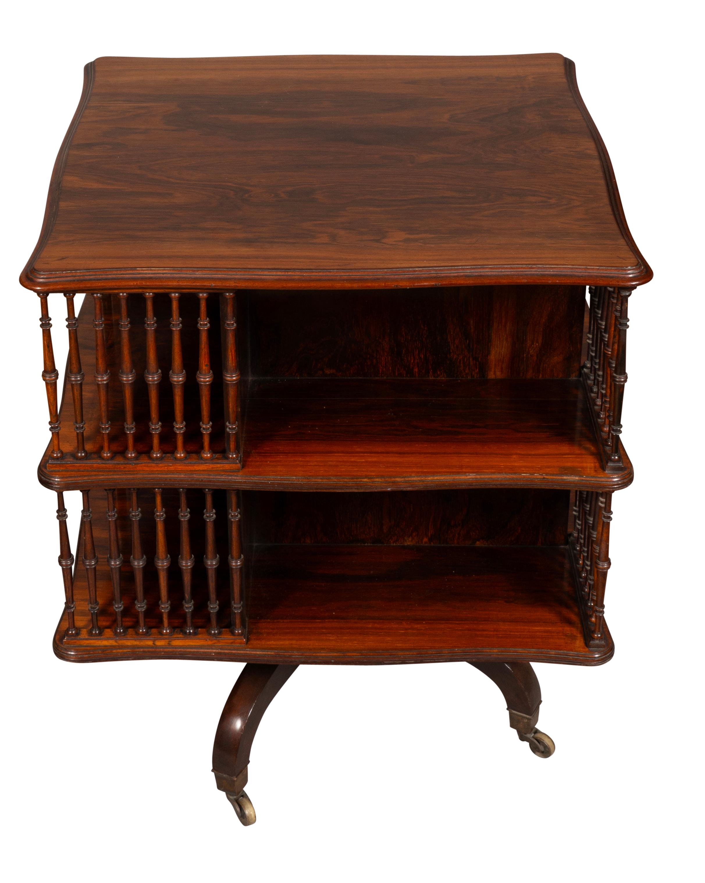 Aesthetic Movement Howard & Sons Rosewood Revolving Bookstand Table For Sale