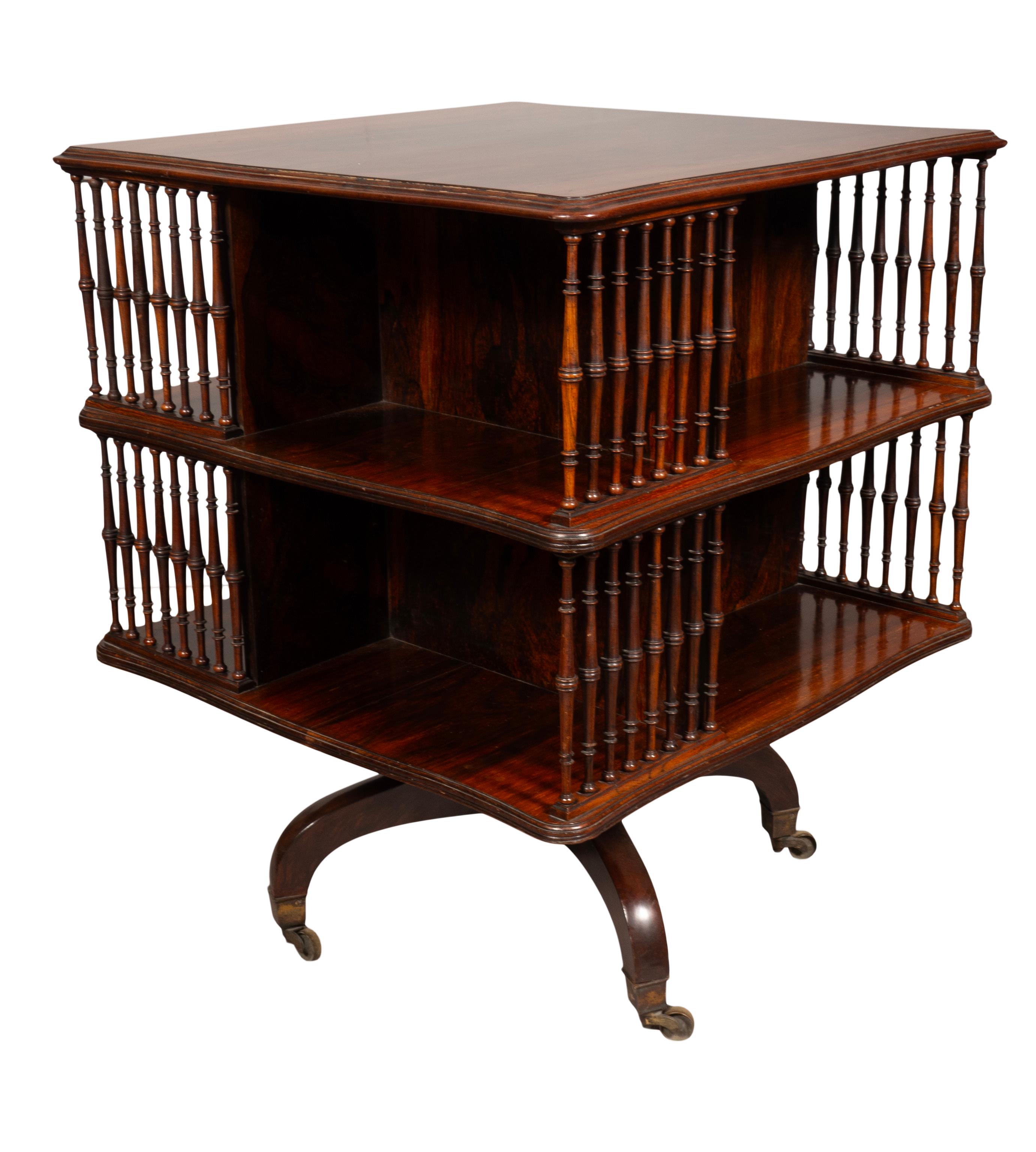 English Howard & Sons Rosewood Revolving Bookstand Table For Sale