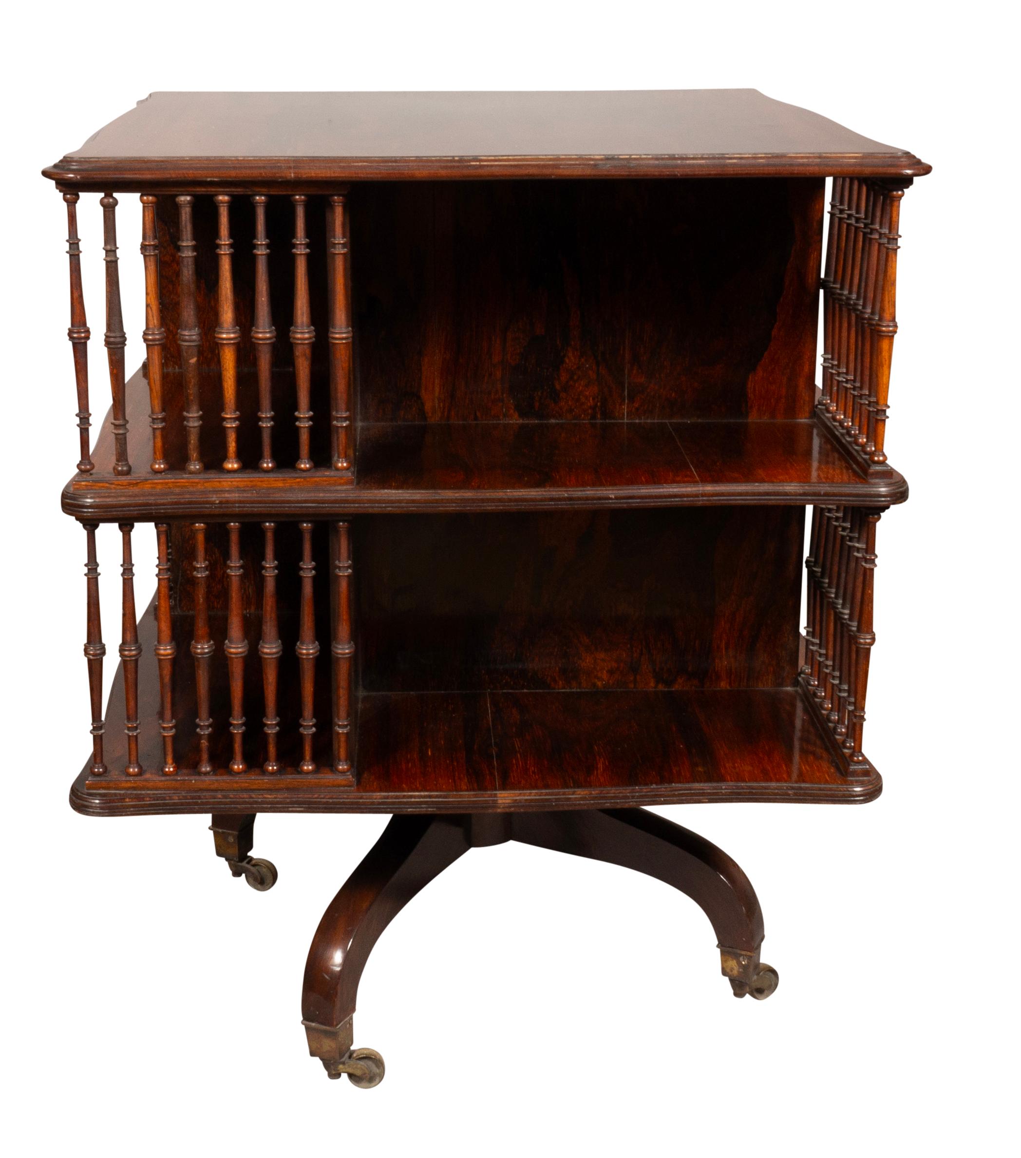 Howard & Sons Rosewood Revolving Bookstand Table In Good Condition For Sale In Essex, MA