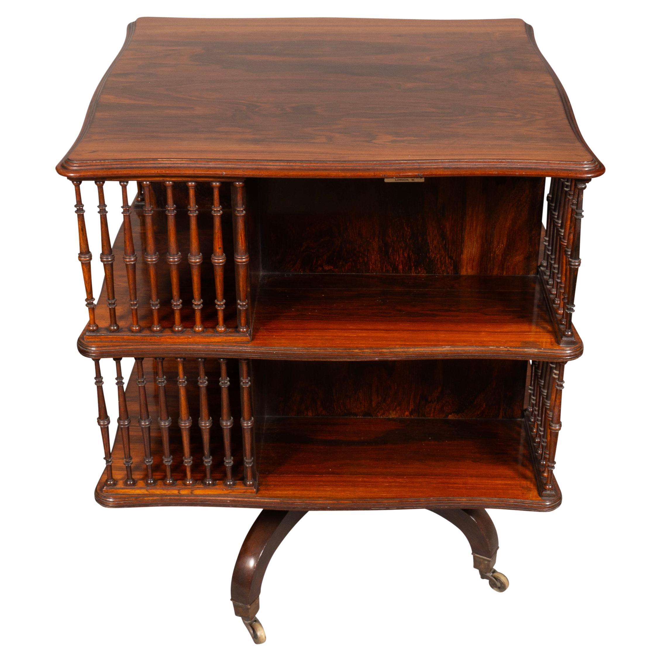 Howard & Sons Rosewood Revolving Bookstand Table For Sale
