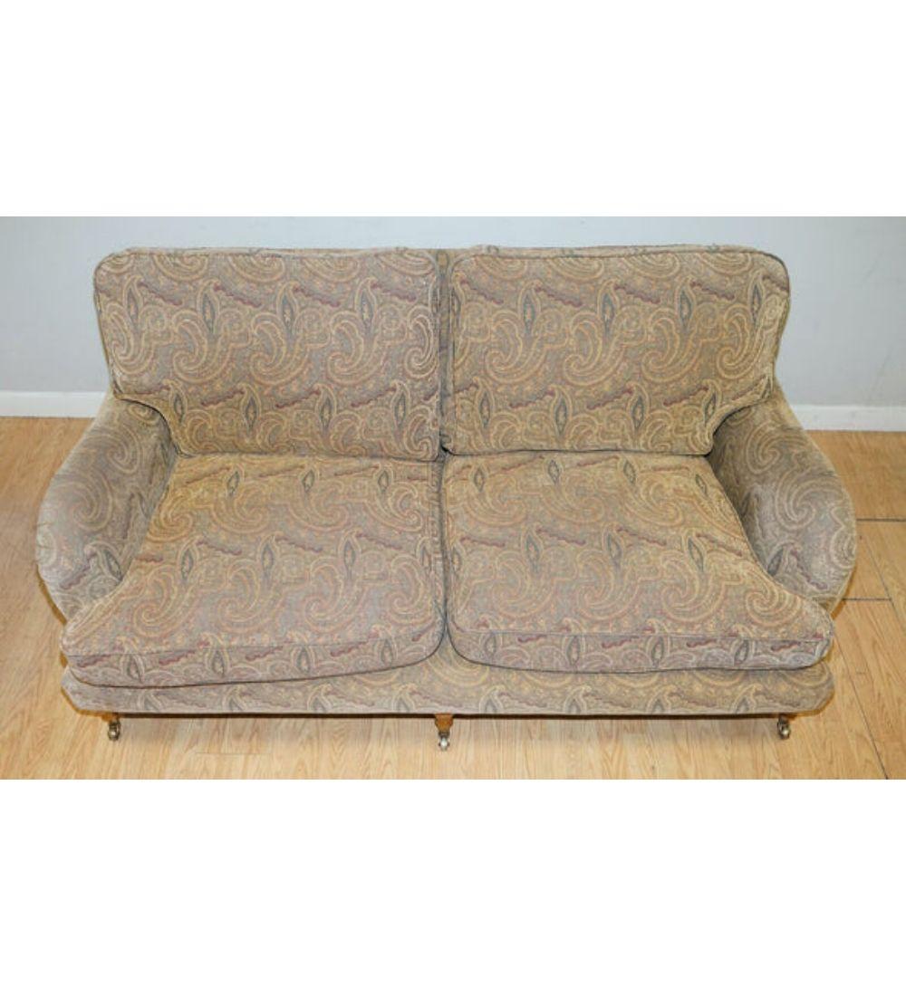 Fabric Howard & Sons Style Mulberry Designer Sofa Rare Made in Feather Filled For Sale