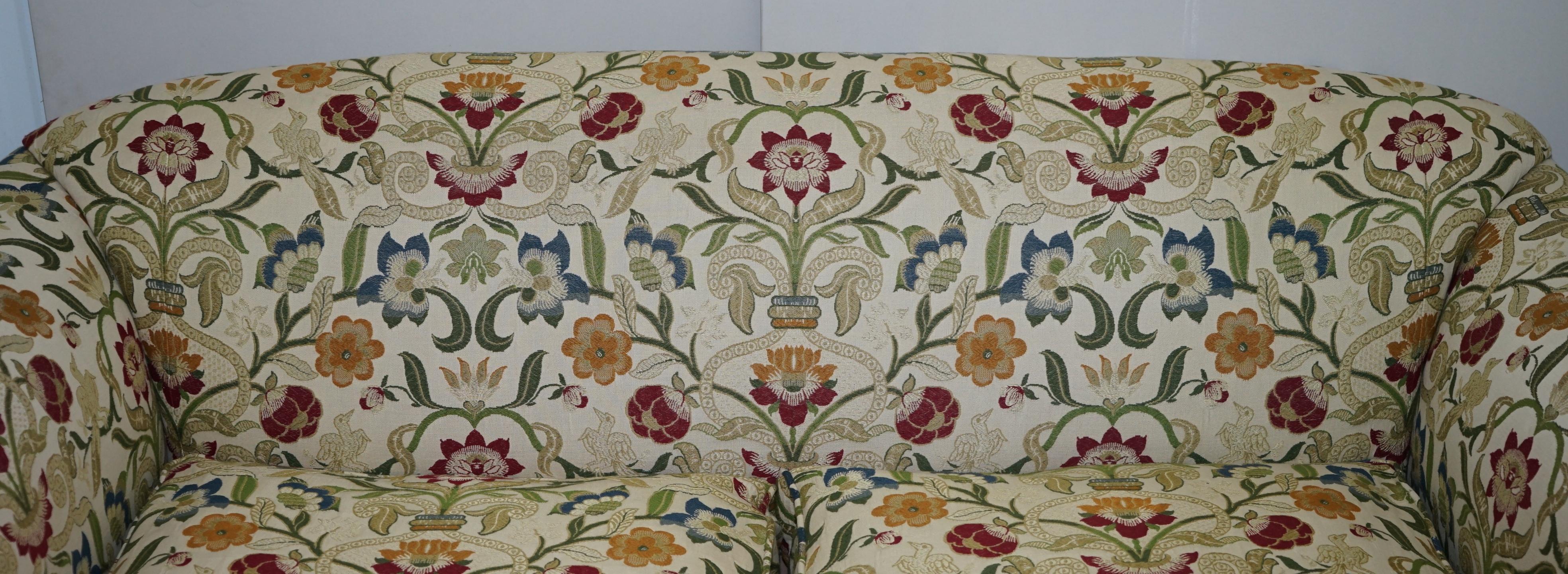 Howard & Sons Victorian Walnut Claw & Ball Framed Sofa William Morris Upholstery 2