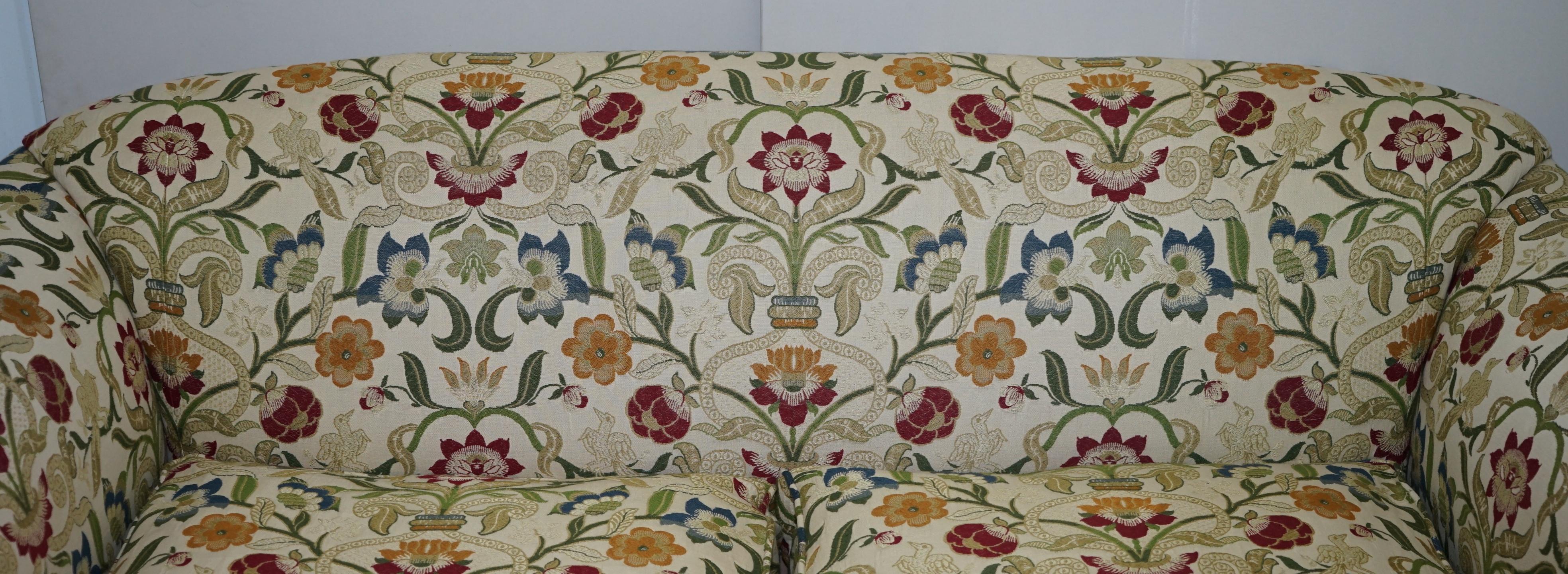 Howard & Sons Victorian Walnut Claw & Ball Framed Sofa William Morris Upholstery 1