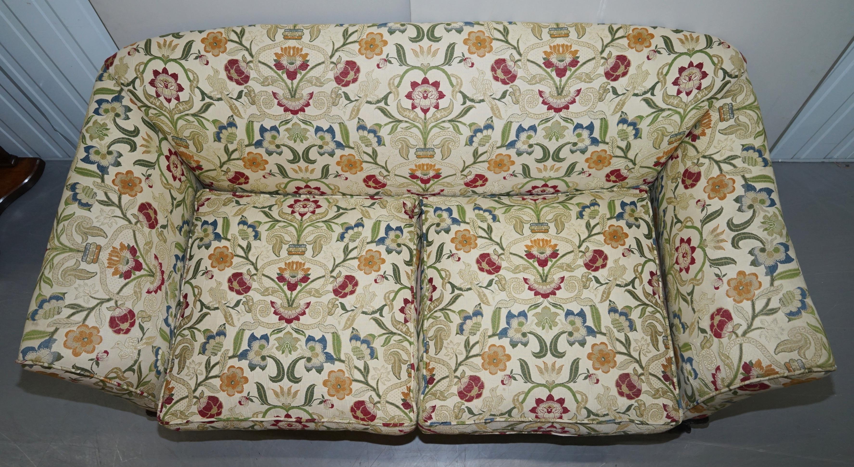 Howard & Sons Victorian Walnut Claw & Ball Framed Sofa William Morris Upholstery 1