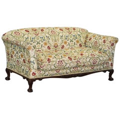 Howard & Sons Victorian Walnut Claw & Ball Framed Sofa William Morris Upholstery