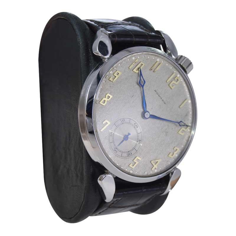 Men's Howard Stainless Steel Art Deco Exhibition Back Watch, circa 1920's