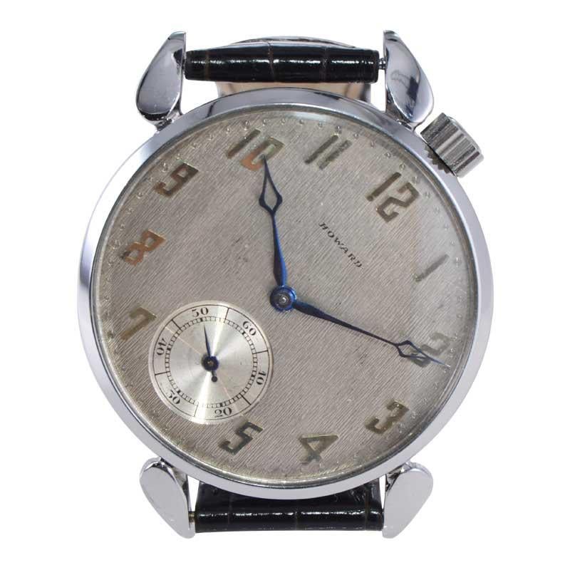 Howard Stainless Steel Art Deco Exhibition Back Watch, circa 1920's 2