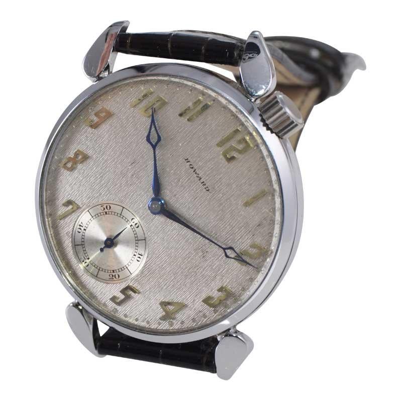 Howard Stainless Steel Art Deco Exhibition Back Watch, circa 1920's 3