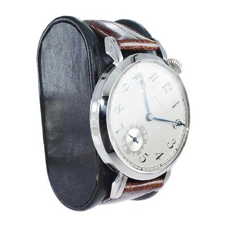 Howard Stainless Steel Art Deco Watch Drivers Style and Original Dial For Sale 1