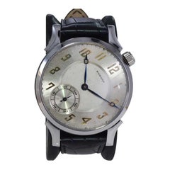 Howard Stainless Steel Art Deco Watch with Custom Made Case with Exhibition Back