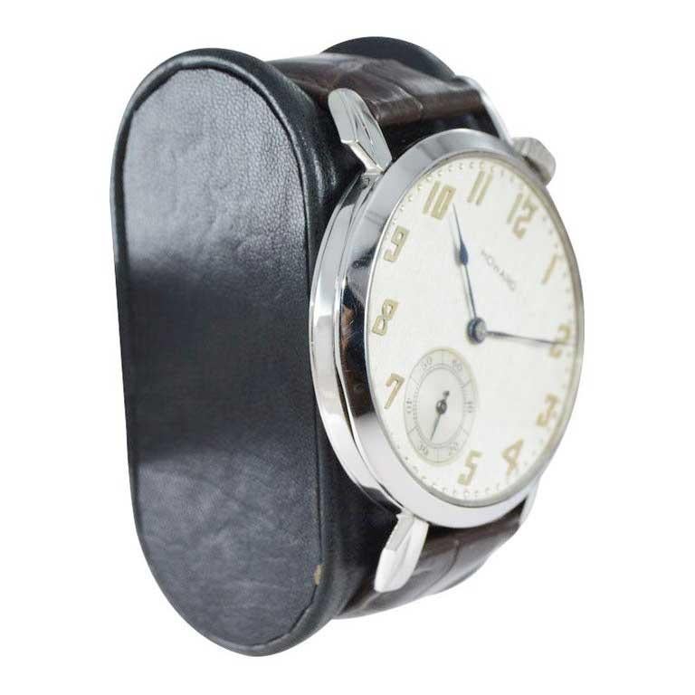 Howard Steel Art Deco Oversized Wrist Watch Conversion from 1921 In Excellent Condition In Long Beach, CA