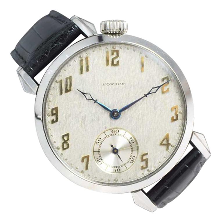 Howard Steel Art Deco Oversized Wrist Watch Custom Conversion, 1921 For Sale