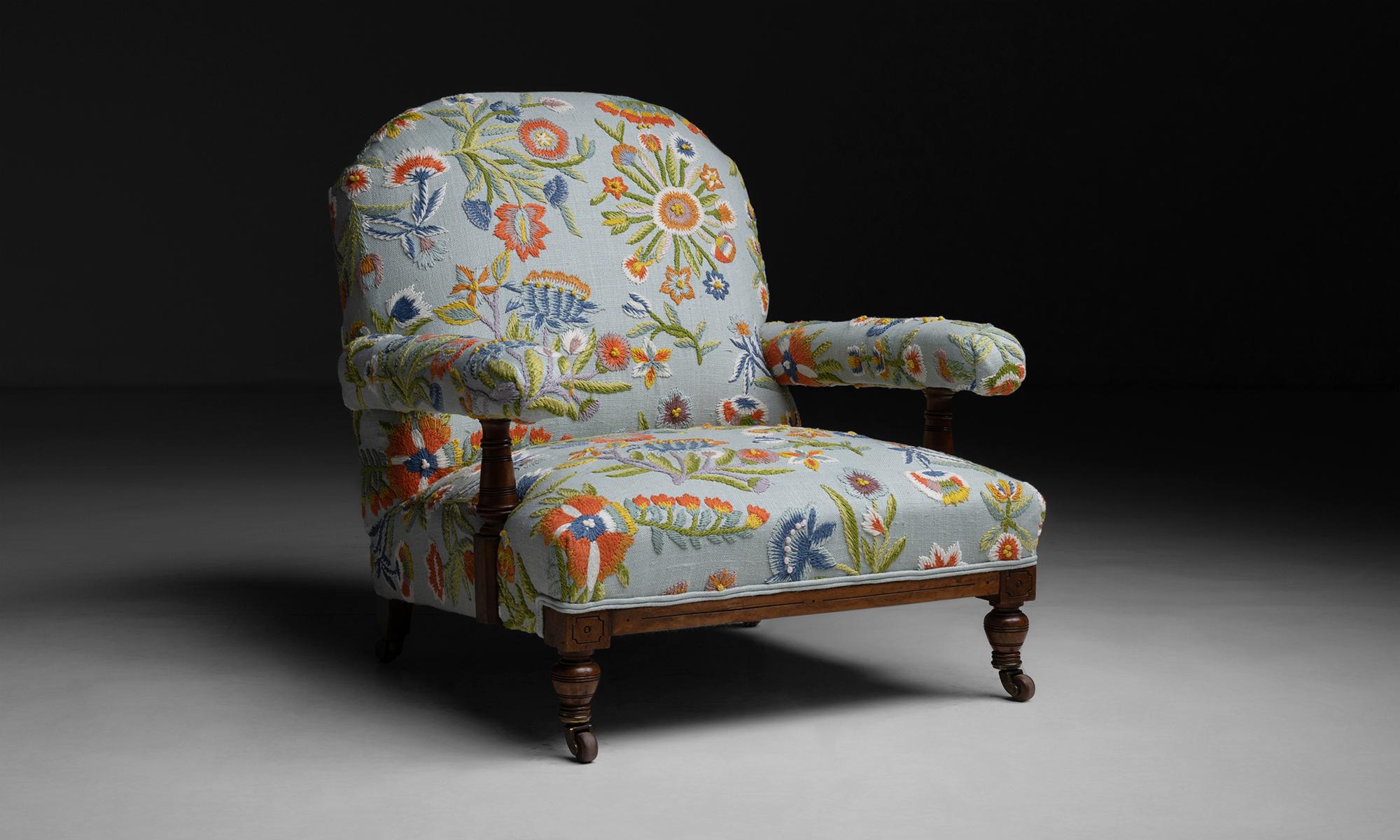 embroidered accent chair