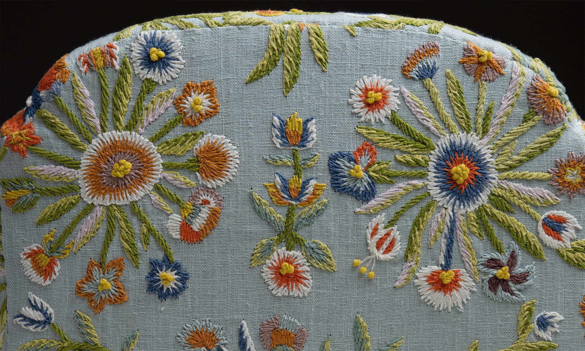 embroidered arm chair