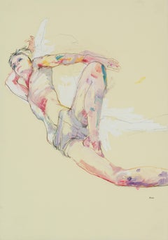 Andrew (Lying Down, Hand Behind Head), Mixed media on Pergamenata parchment
