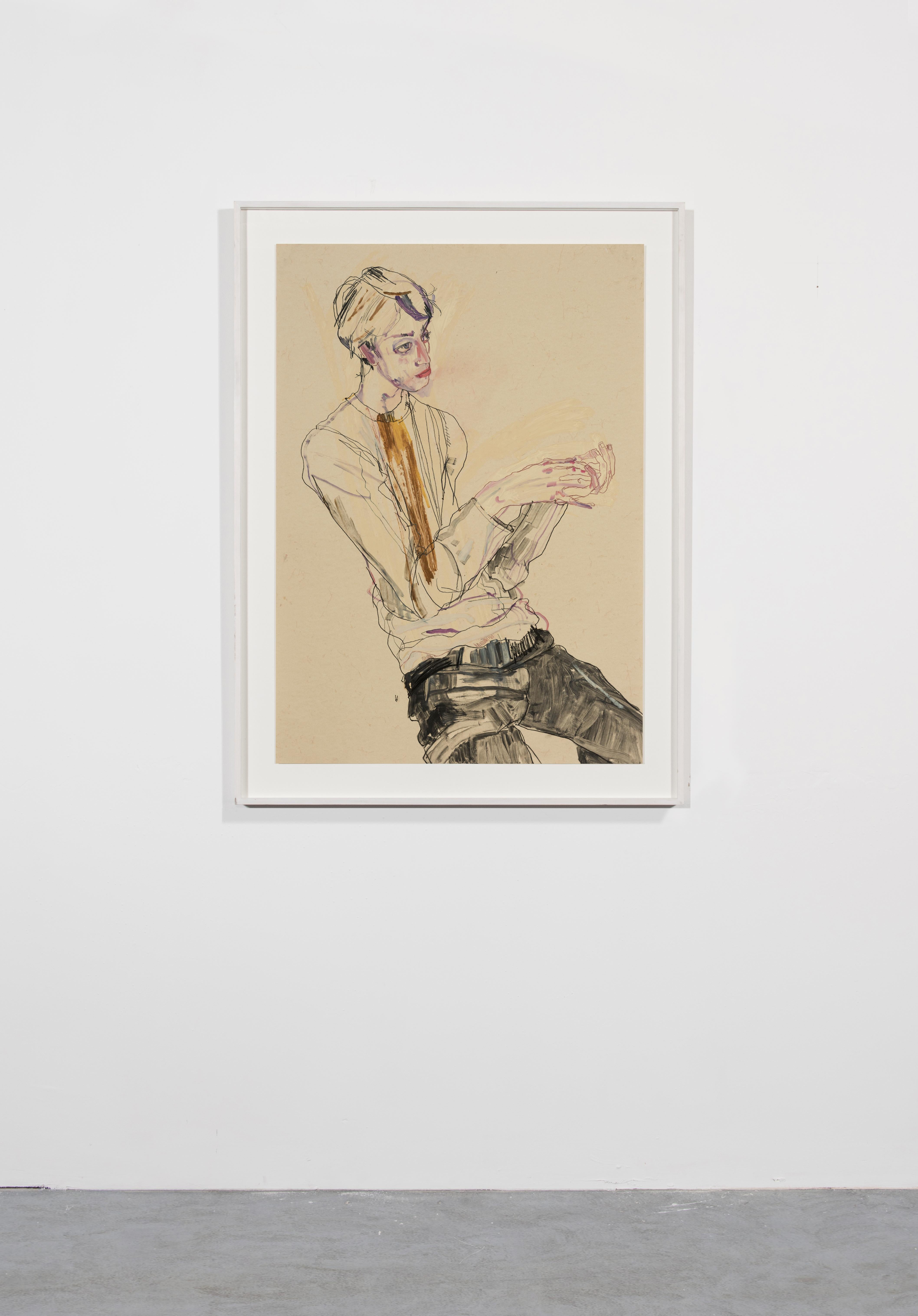Ben Waters (Sitz, Hand hält), Mixed Media auf Pergamenata-Pergament (Zeitgenössisch), Painting, von Howard Tangye