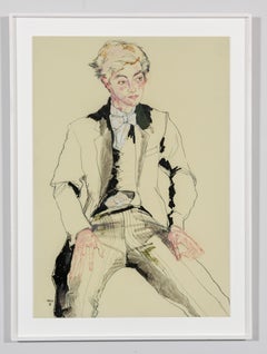 Eton Boy (Sitting), Mixed media on Pergamenata parchment