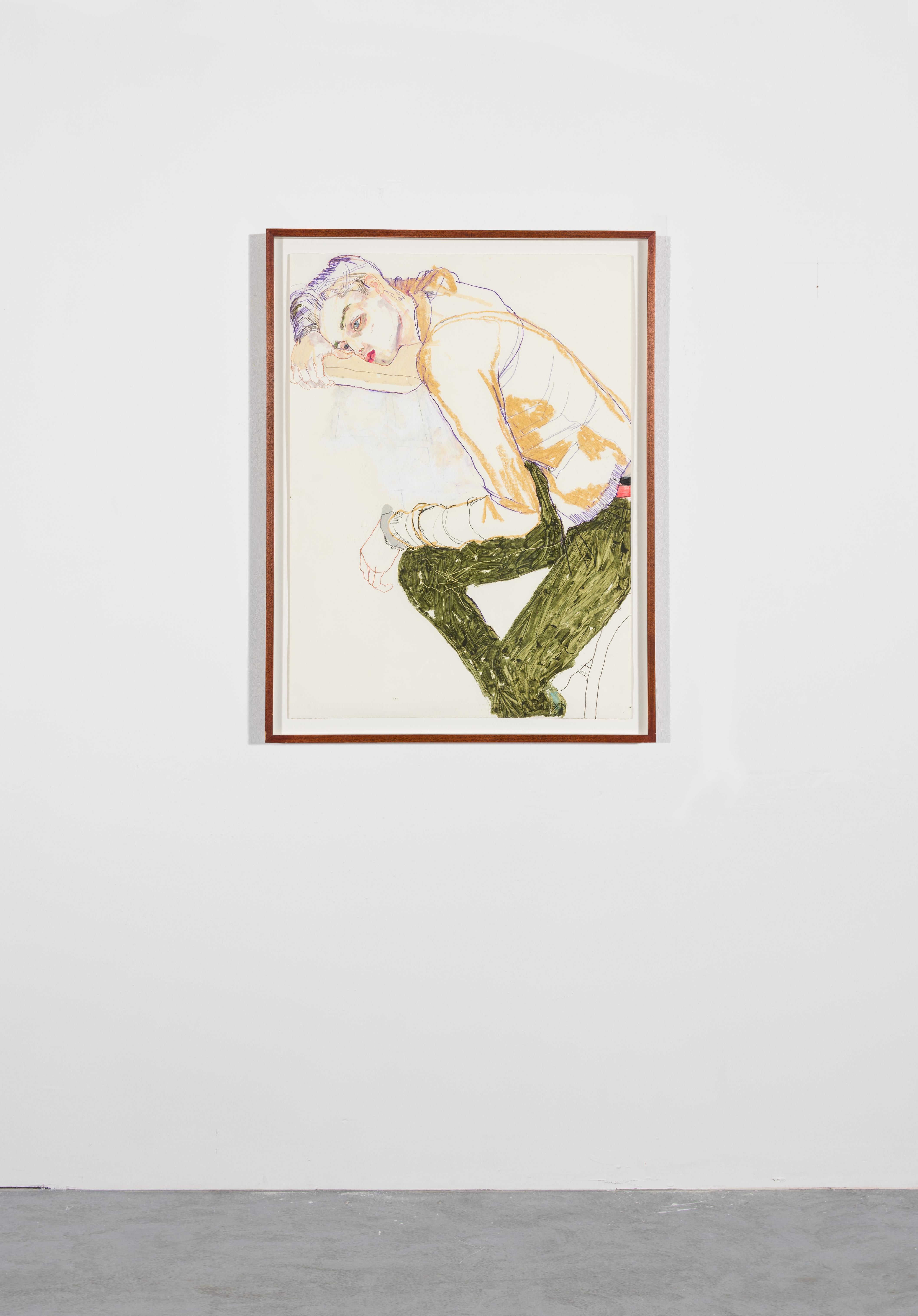 Jake W. (Before Paris II), Mixed media on Fabriano paper - Painting by Howard Tangye