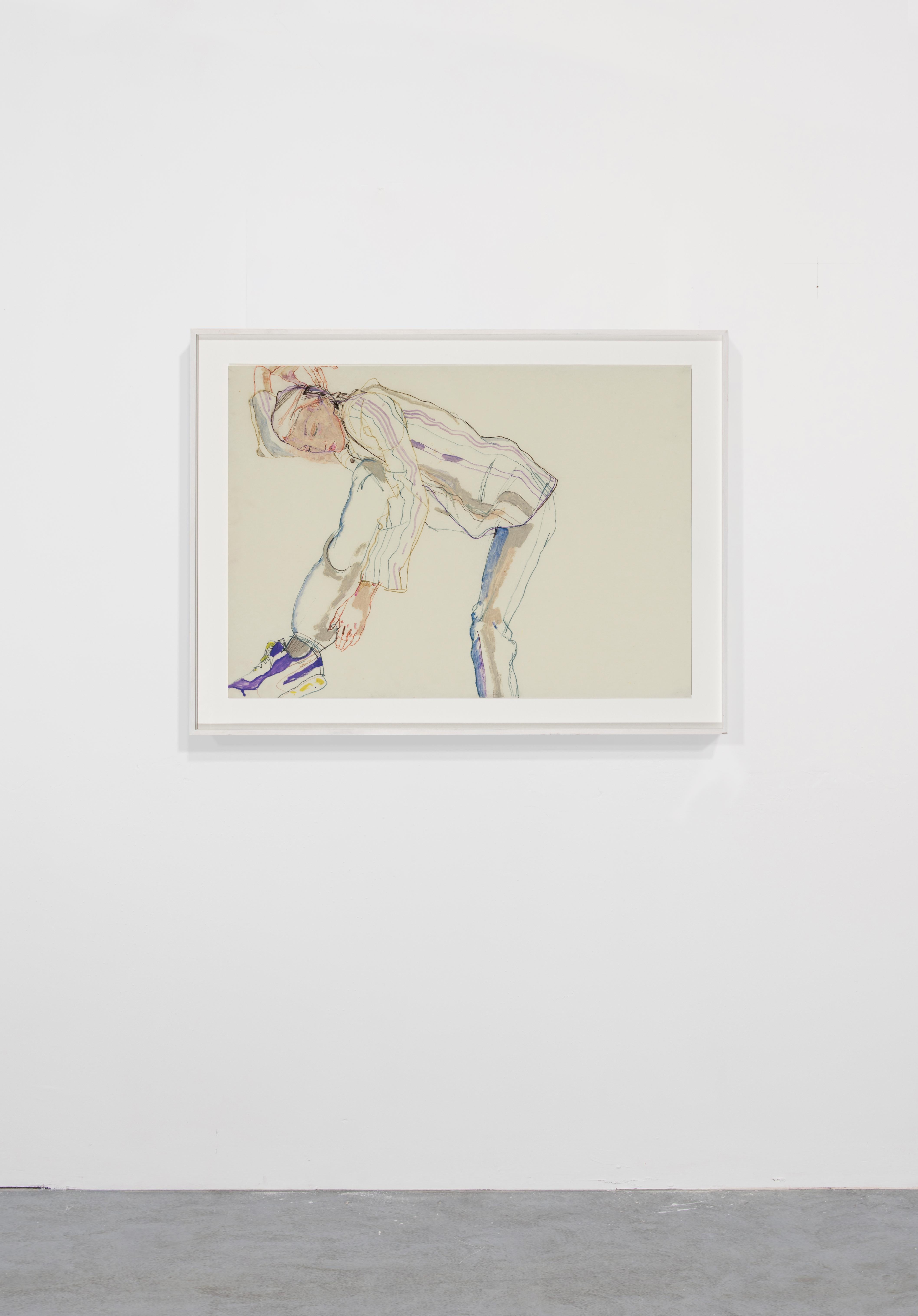 Katya (Lying Down), Mixed media on Pergamenata parchment - Contemporary Painting by Howard Tangye