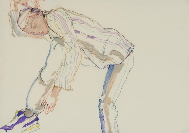 Howard Tangye Portrait Painting - Katya (Lying Down), Mixed media on Pergamenata parchment