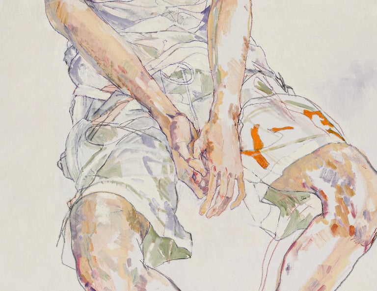 Nobu (Whites, Y3), Mixed media on canvas  - Contemporary Painting by Howard Tangye