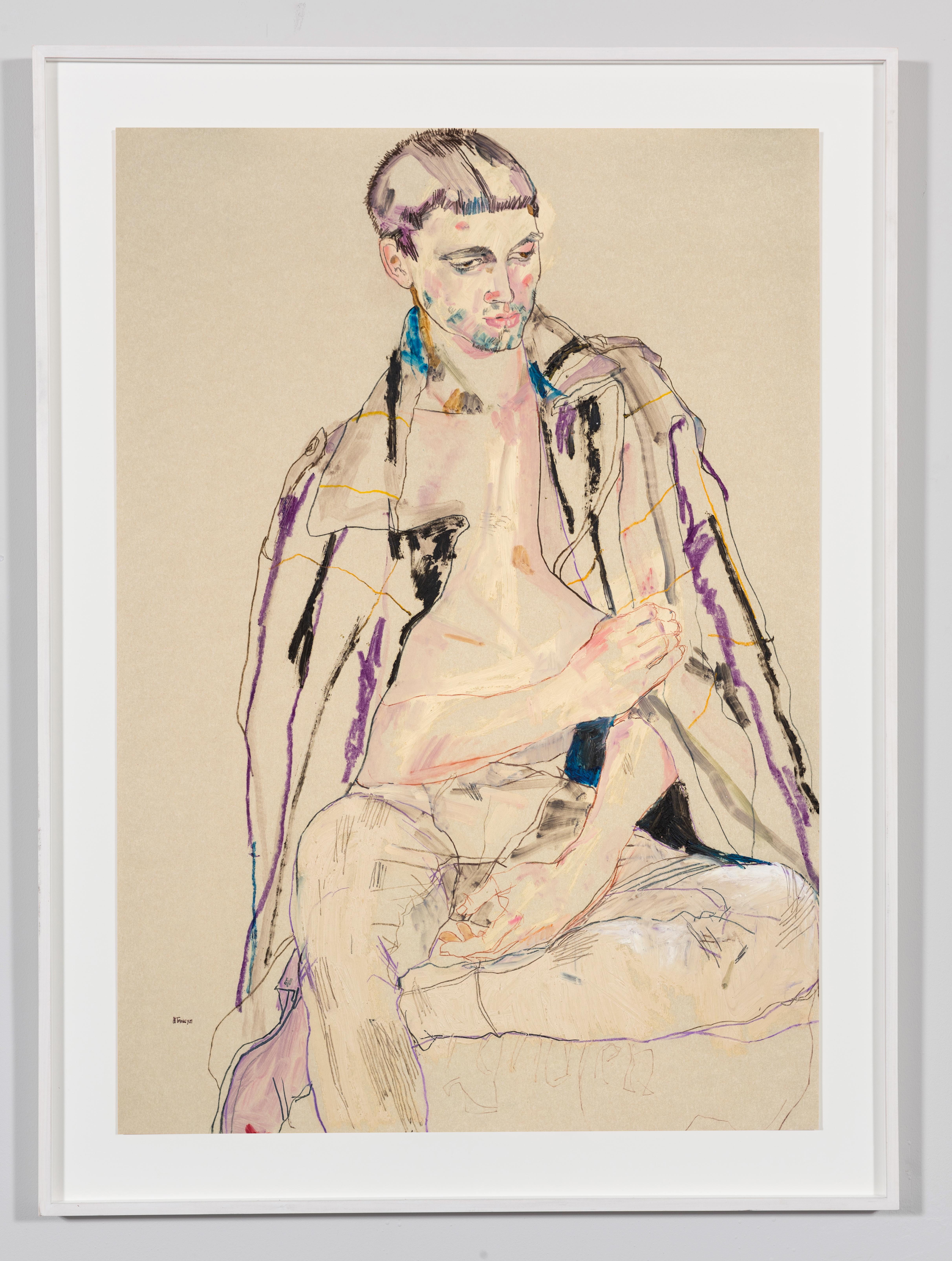 Sergiy (Jacket on Shoulders), Mixed media on Pergamenata parchment - Art by Howard Tangye