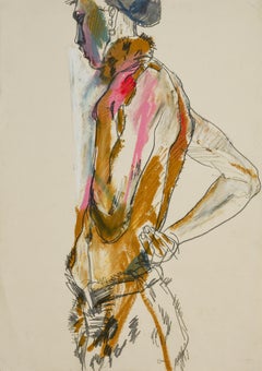 Vintage Stephan (Half Figure, Standing), Mixed media on paper