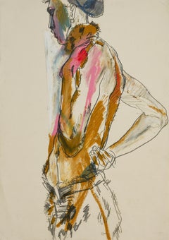 Retro Stephan (Half Figure, Standing), Mixed media on paper