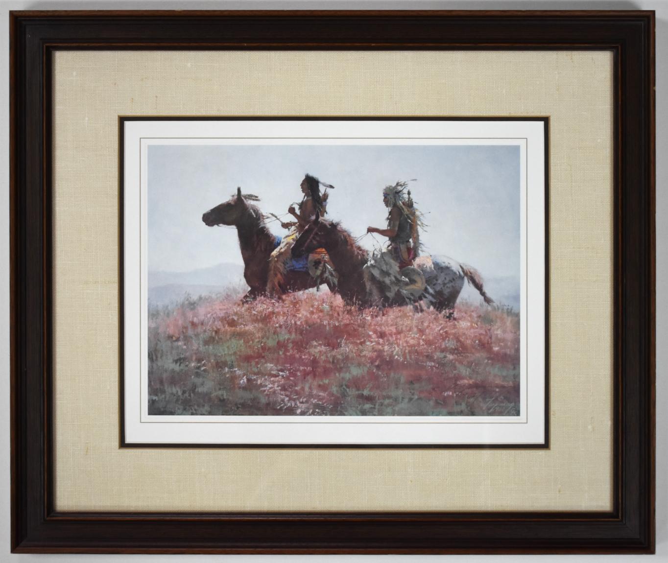 Howard Terpning Animal Print - "Shoshonis Indians" Native Americans on Horses Western