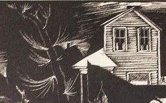 "Caballo blanco", grabado en madera firmado en imagen por Howard Thomas