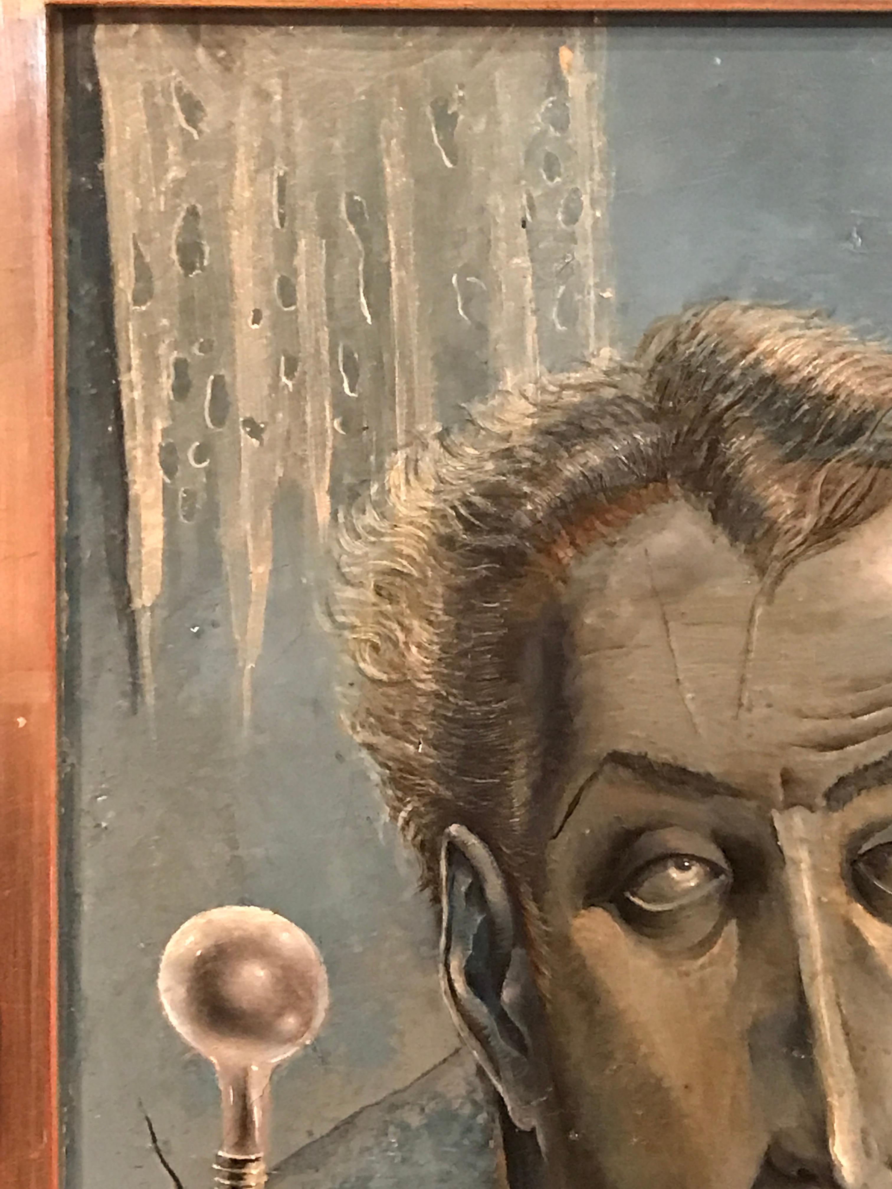  This painting is a portrait of Vincent Price, the late great American actor (1911-1993) is an example of artist's early surrealist works. Price was a mentor of the artist.

Howard Warshaw American 1920-1977 was a painter, teacher and muralist.  He 