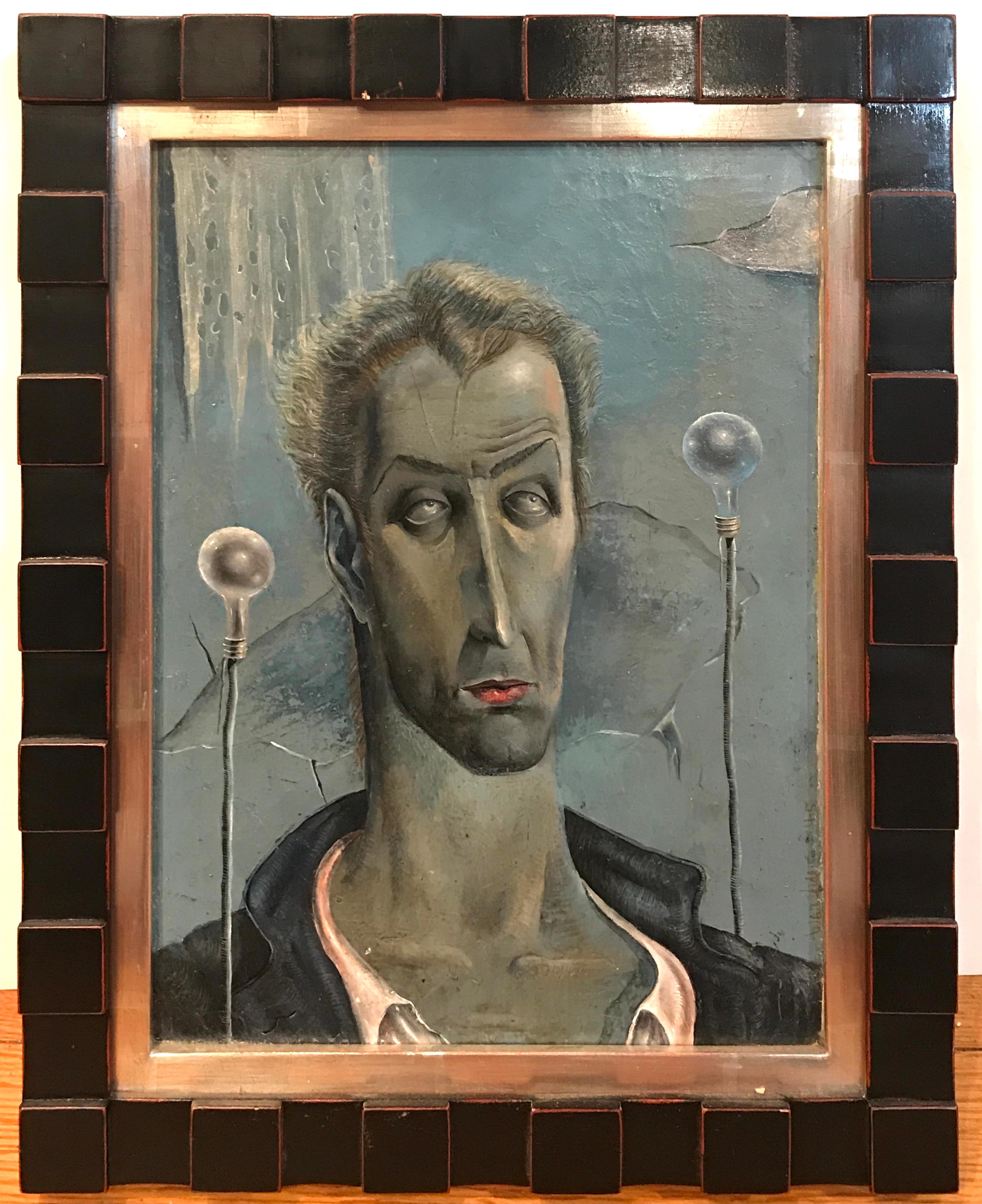 Modernist Portrait of actor Vincent Price   - Painting by Howard Warshaw