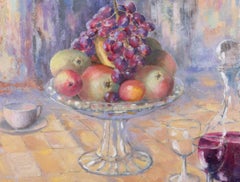 Howard Webber - 1991 Oil, Still Life With Fruit Dish and Decante