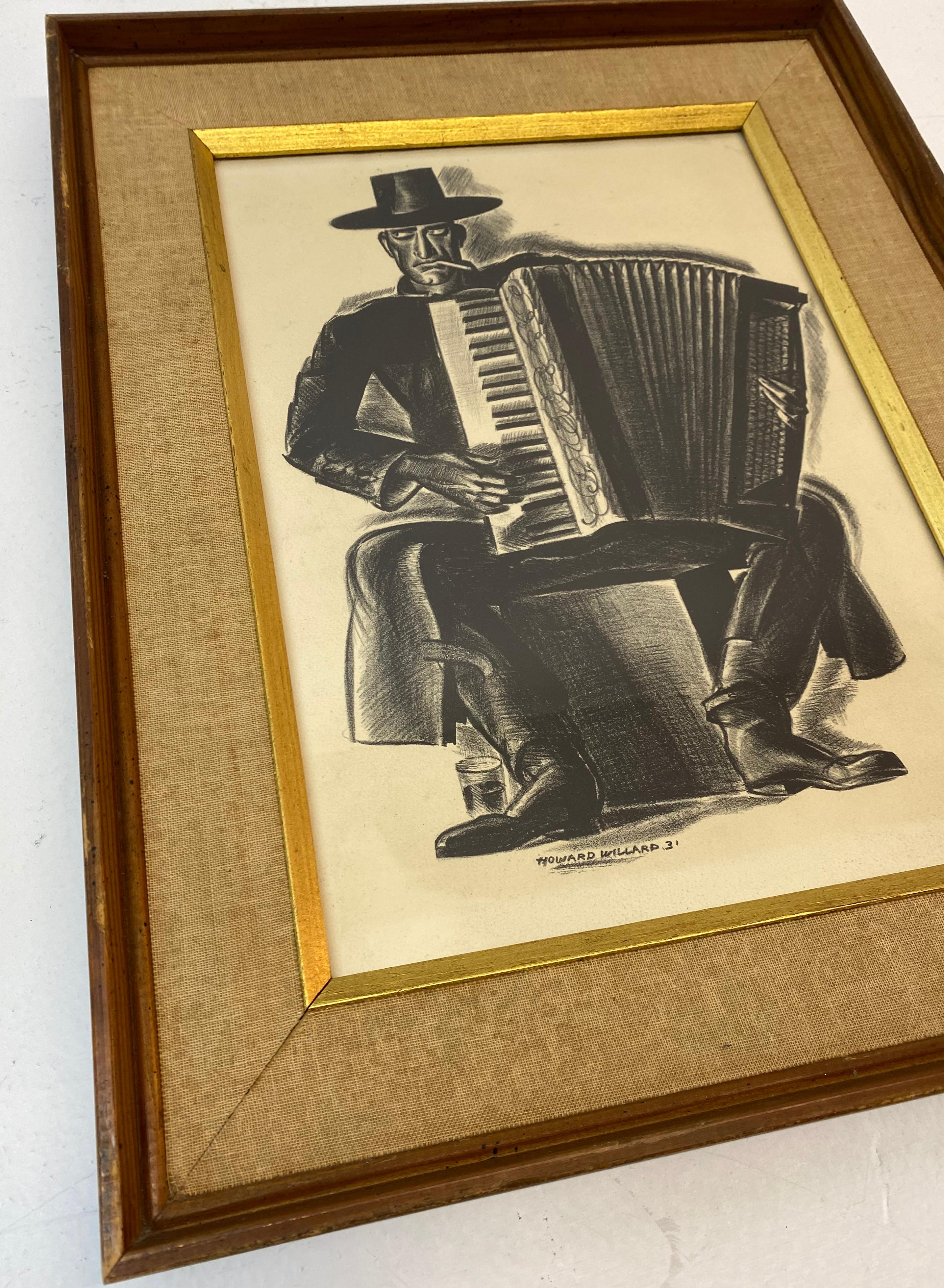 « L'accordéonniste », lithographie originale de Howard Willard, vers 1931  en vente 4