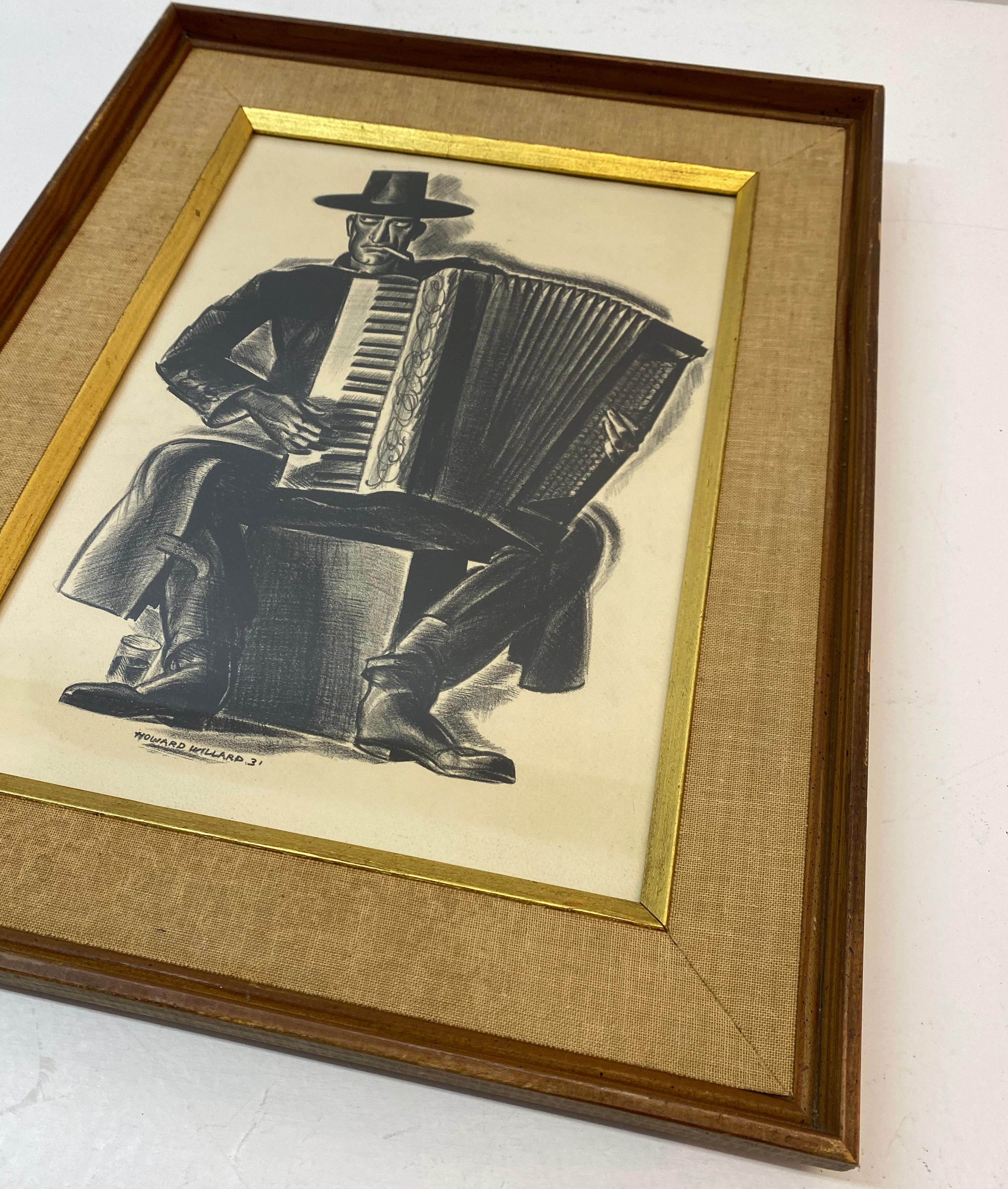 « L'accordéonniste », lithographie originale de Howard Willard, vers 1931  en vente 5