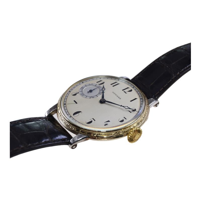 Howard Yellow Gold Filled Art Deco Dial Oversized Watch, circa 1920s 3