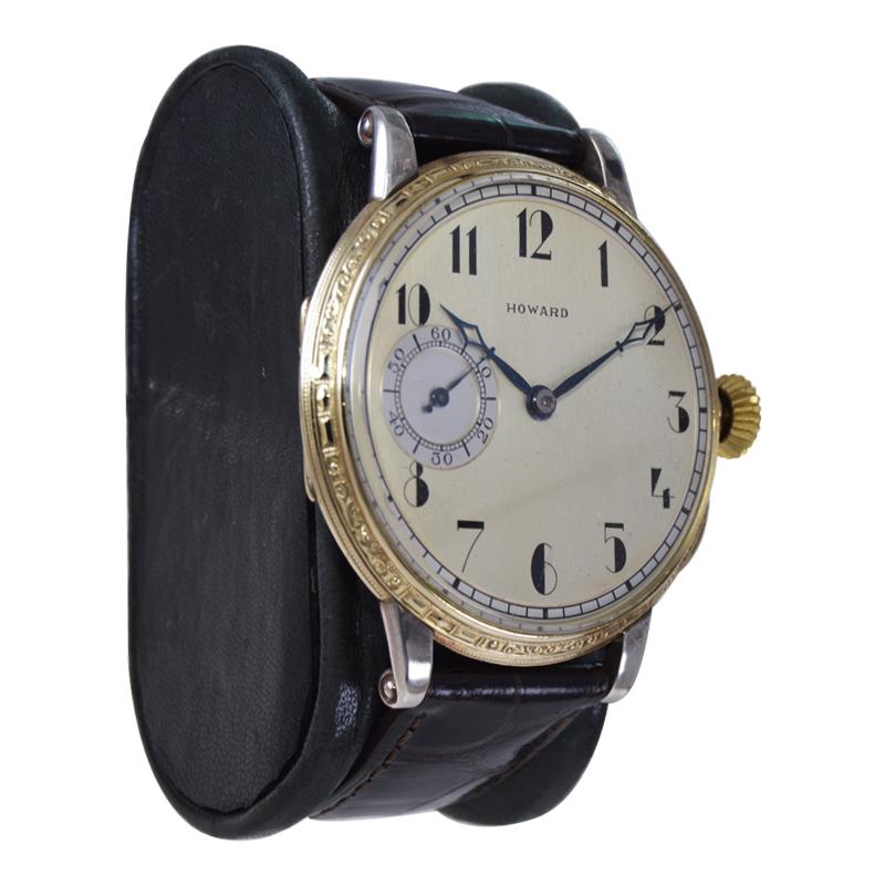 FACTORY / HOUSE: Howard Watch Company
STYLE / REFERENCE: Art Deco, Wrist Watch Converted From a Pocket Watch
CIRCA: 1920's
MOVEMENT / CALIBER: Manual Winding / 21 Jewels / High Grade, American Made
DIAL / HANDS: Restored , Original Blued Steel