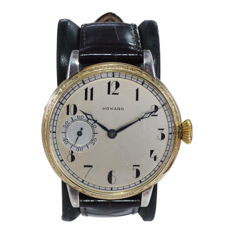 Men's Howard Yellow Gold Filled Art Deco Dial Oversized Watch, circa 1920s