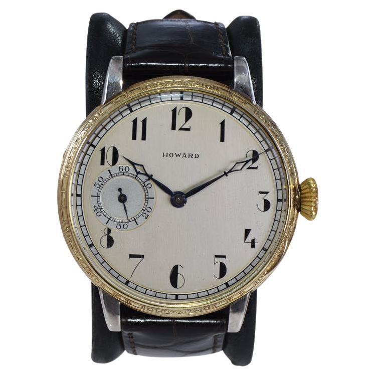 Howard Yellow Gold Filled Art Deco Dial Oversized Watch, circa 1920s